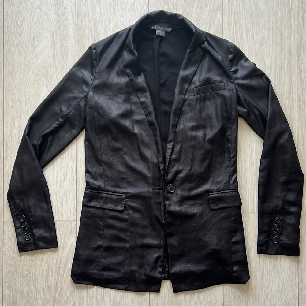 A|X Armani Exchange Black Blazer Modern Notch Lapels